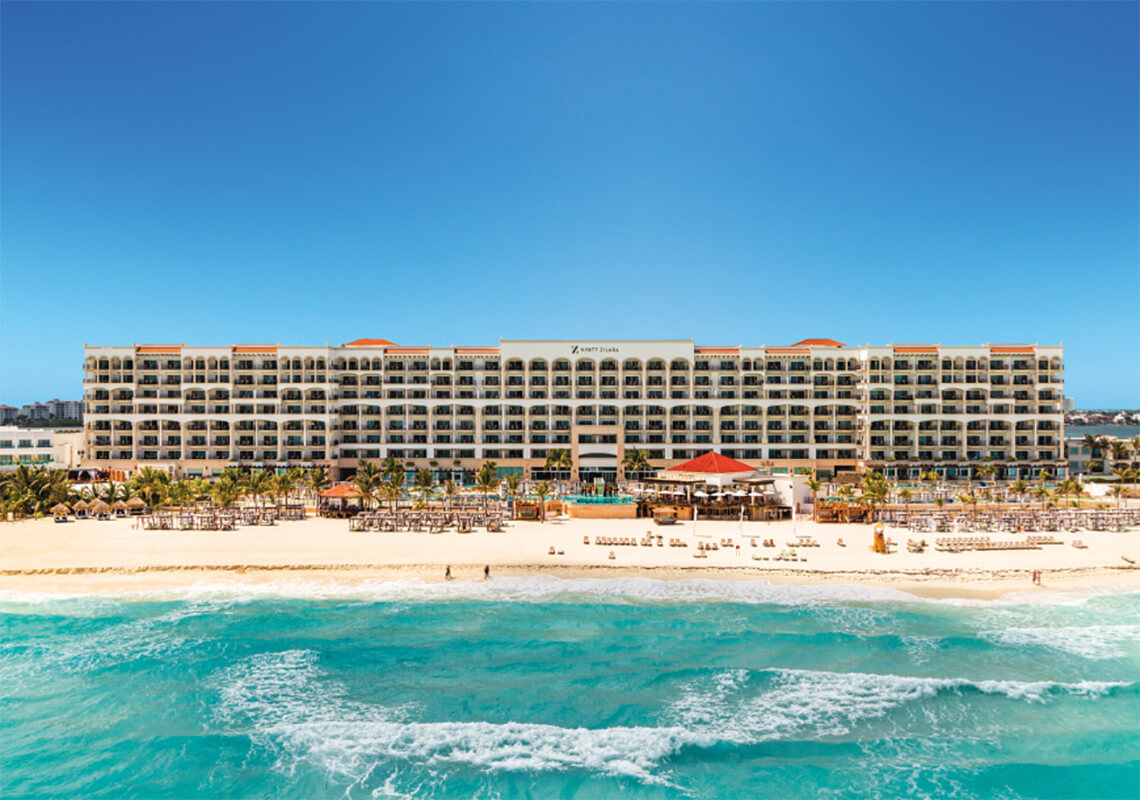 Hyatt Zilara Cancun adults-only all-inclusive resort with beachfront pools, elegant suites, and refined Caribbean luxury atmosphere.